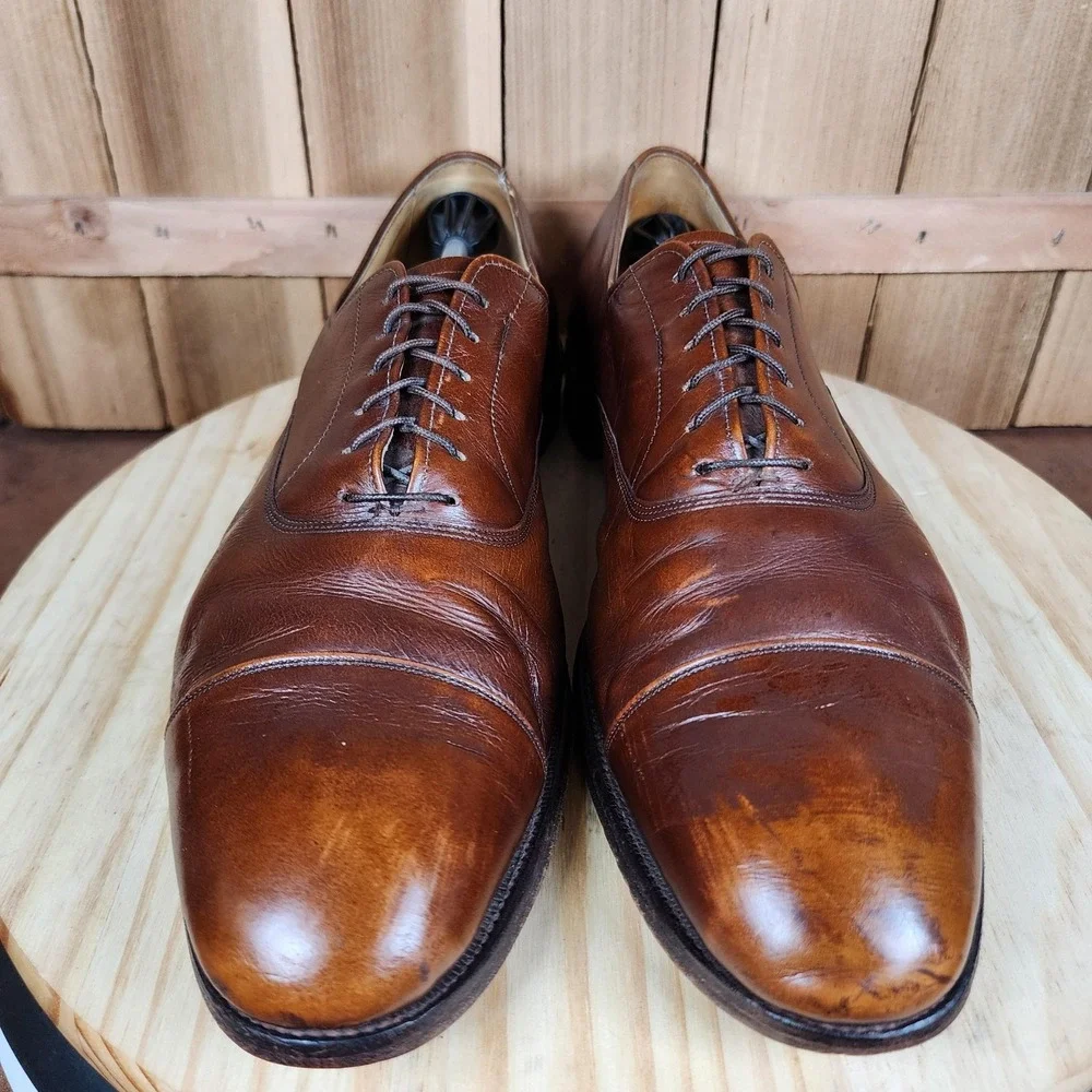 Allen Edmonds Park Avenue Shoes Mens Size 14 B Brown Leather Cap‎ Toe Oxford USA